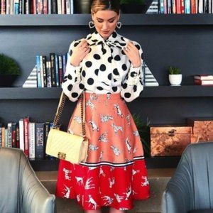 ANTHROPOLOGIE HUTCH SPORTY DALMATIAN CIRCLE SKIRT